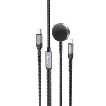 Беспроводное зарядное устройство HOCO CW54 2-in-1 charging cable iP+iWatch Black 656-01271 фото