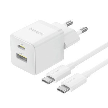 Сетевое зарядное устройство с кабелем Baseus Palm Fast Charger C+U 30W EU Moon White (with USB-C to USB-C 60W (20V/3A) 1m Moon P1011160A213-01 фото