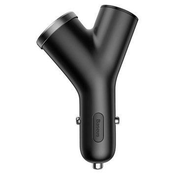 Автомобильное зарядное устройство Baseus Y type dual USB+cigarette lighter extended car charger 3.1 A Black CCALL-YX01 фото