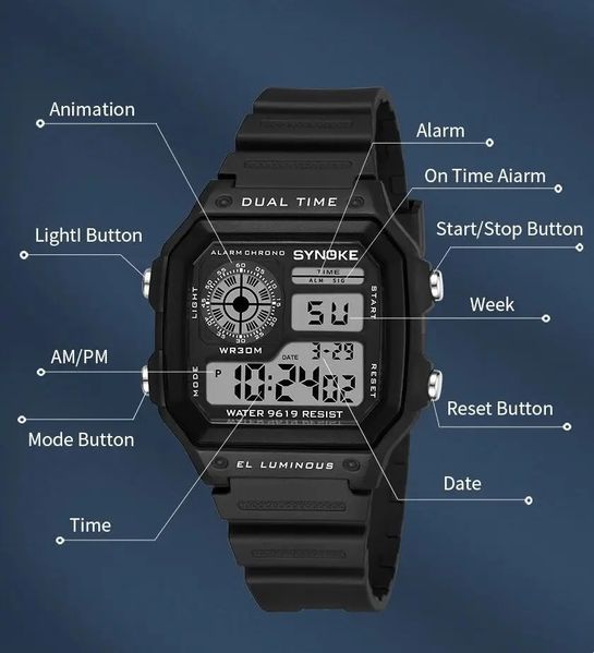 Мужские спортивные часы SYNOKE 9619 301-00002 фото