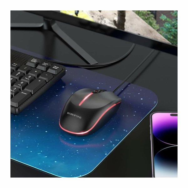 Мышь BOROFONE BG10 Soaring game luminous wired mouse Black 656-03216 фото