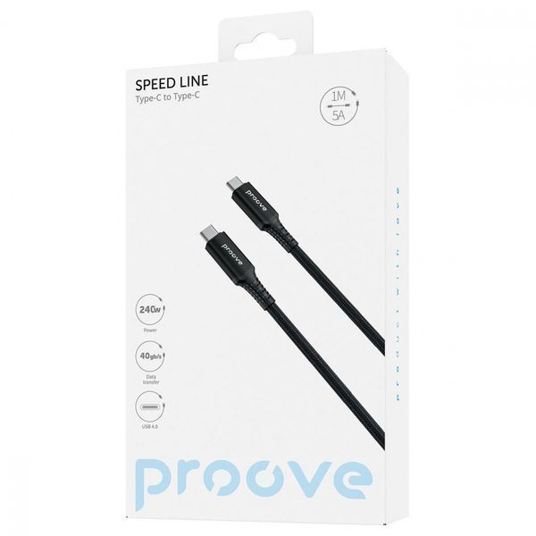 Кабель Proove Speed Line Type-C to Type З 240W USB 4.0 (1m) black 656-02596 фото