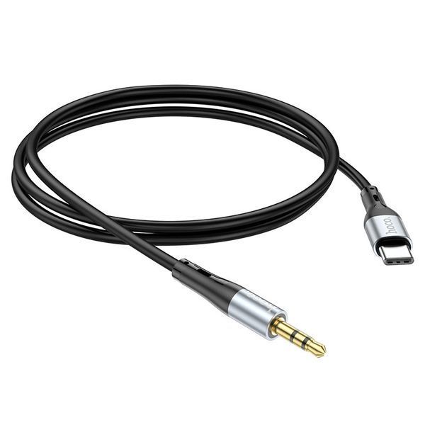 Аудiокабель HOCO UPA22 Type-C to 3.5mm male, silicone, 1m, Black 6931474769497 фото