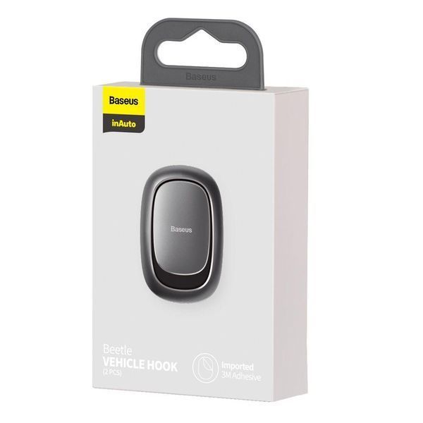 Крючки-держатели Baseus Beetle Vehicle Hook Dark Grey (2pcs) ACGGJK-0G фото