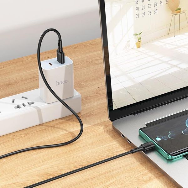 Кабель HOCO X83 USB to Type-C 3A, 1m, PVC, PVC connectors, Black 6931474770905 фото
