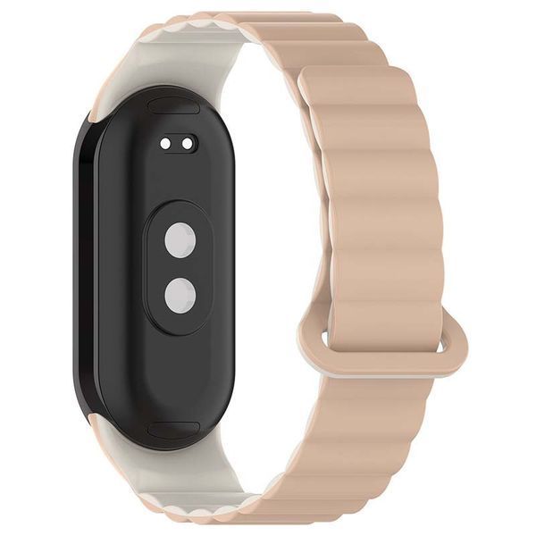 Ремінець Dual-color Magnetic для Xiaomi Mi Band 9/8/10 Beige / White 212-01651 фото