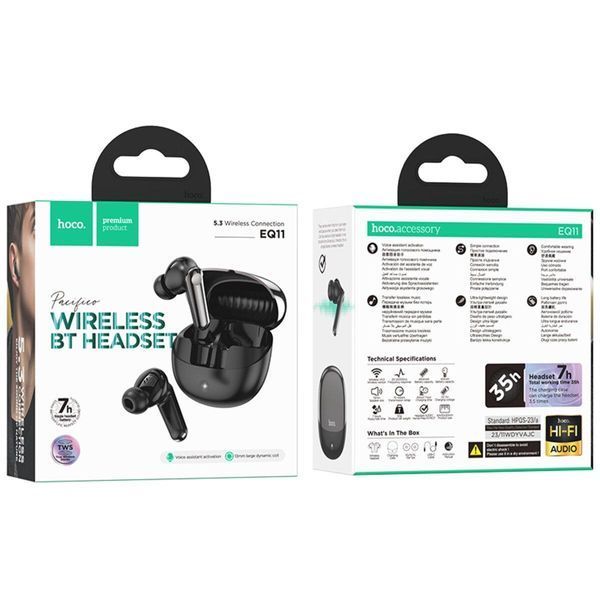 Беспроводные наушники HOCO EQ11 Pacifico true wireless BT headset Black 656-01617 фото