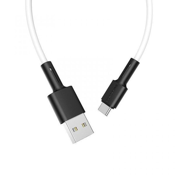 Кабель BOROFONE BX31 USB to Type-C 3A, 1m, silicone, TPE connectors, White 6931474710406 фото