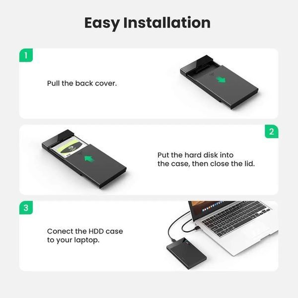 Наружный карман для накопителя UGREEN US221 2.5 Inch Hard Drive Box (UGR-30848) UGR-30848 фото