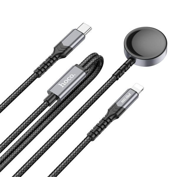 Бездротовий зарядний пристрій HOCO CW54 2-in-1 charging cable iP+iWatch Black 656-01271 фото