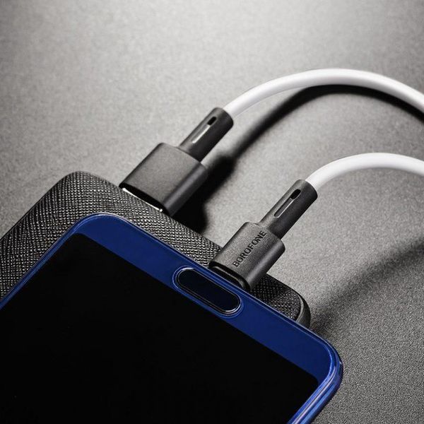 Кабель BOROFONE BX31 USB to Type-C 3A, 1m, silicone, TPE connectors, White 6931474710406 фото
