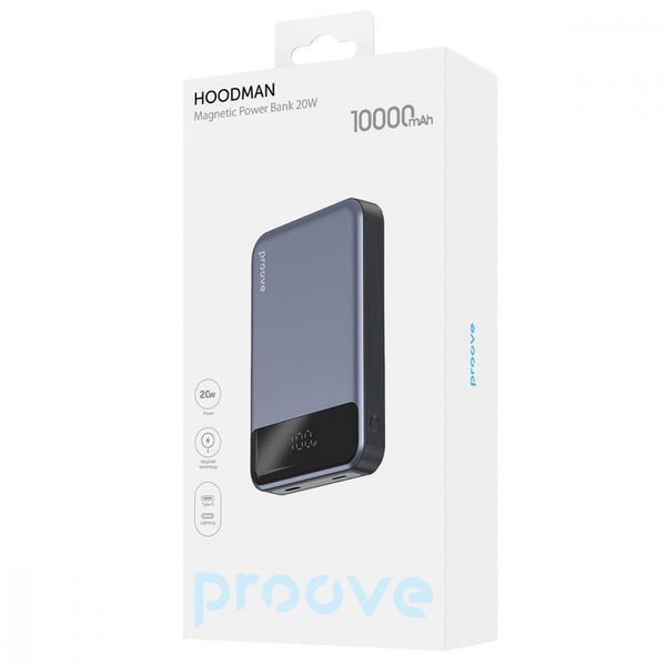 Power Bank Proove Hoodman Magnetic 20W 10000mAh Gray PBH120010003 фото
