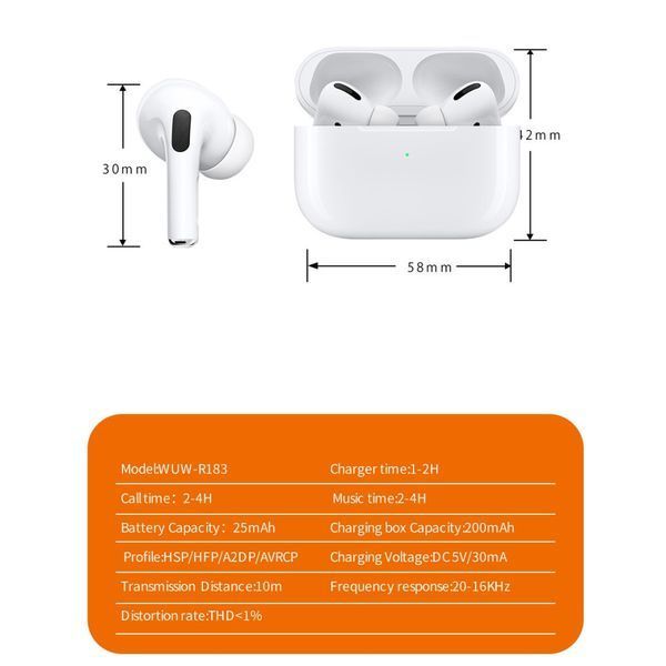 Беспроводные Bluetooth наушники WUW R183 TWS Белые 202-00171 фото