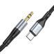 Аудiокабель HOCO UPA22 Type-C to 3.5mm male, silicone, 1m, Black 6931474769497 фото 1