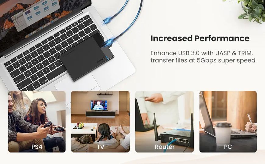 Наружный карман для накопителя UGREEN US221 2.5 Inch Hard Drive Box (UGR-30848) UGR-30848 фото
