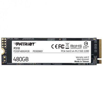 Накопитель SSD M.2 Patriot P310 480GB NVMe 2280 PCIe 3.0x4 3D NAND TLC P310P480GM28 фото