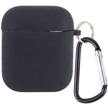 Силиконовый футляр с микрофиброй для наушников Airpods 1/2 Black 203-00208 фото