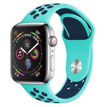 Силиконовый ремешок с перфорацией для Apple Watch 42/44/45/49 mm Бирюзово-черный 212-00176 фото