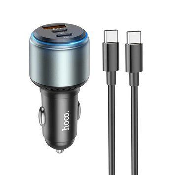 Автомобільний зарядний пристрій HOCO NZ9 Galloper 95W three-port(2C1A) car charger set(Type-C to Type-C) Black 656-00327 фото