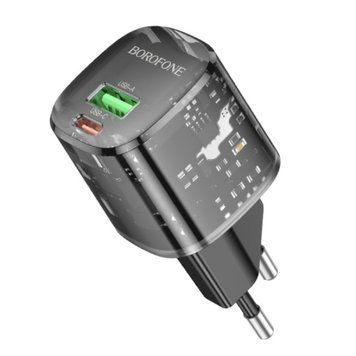 МЗП Borofone BN17 Sunlight PD20W+QC3.0 (1USB-A/1C) Transparent black ILSO-00000075046-1 фото