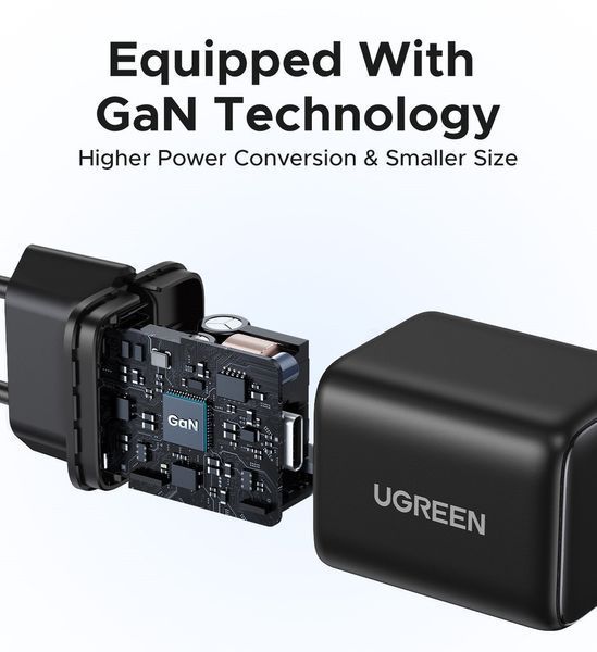 Мережевий зарядний пристрій UGREEN X512 20W USB-C GaN Fast Charger EU Black UGR-55553 фото
