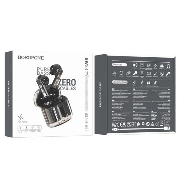 Навушники BOROFONE BW23 Crystal bean Transparent Edition true wireless BT headset Jazz Black 656-00879 фото