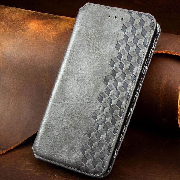 Шкіряний чохол-книжка GETMAN Cubic для Xiaomi Redmi 9A Сірий 555-01966 фото