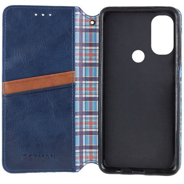 Шкіряний чохол-книжка GETMAN Cubic для Motorola Moto E40 Синій 555-01762 фото
