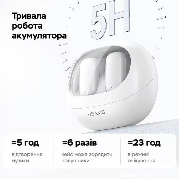 Бездротові навушники Usams US-TD22 TWS Earbuds - TD Series BT5.3 white 656-03910 фото