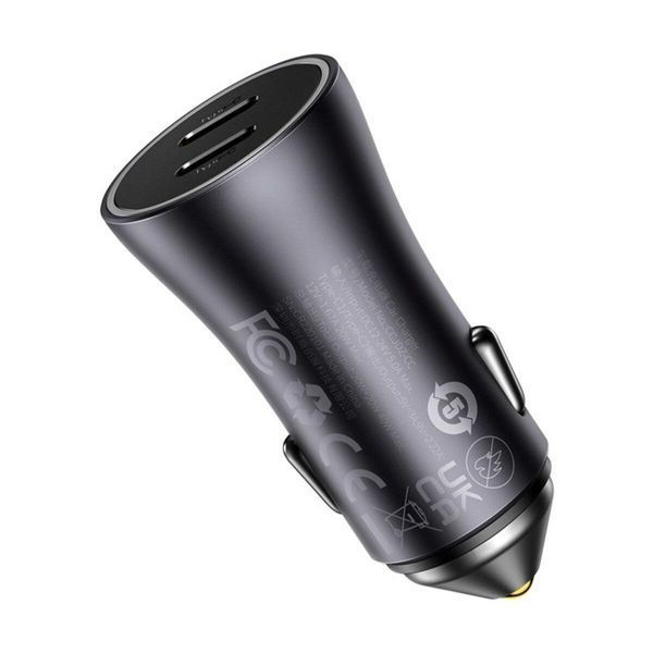 Автомобильное зарядное устройство Baseus Golden Contactor Pro Dual Fast Charger Car Charger C+C 40W Dark Gray 656-00545 фото