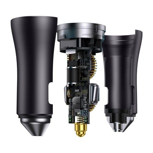 Автомобильное зарядное устройство Baseus Golden Contactor Pro Dual Fast Charger Car Charger C+C 40W Dark Gray 656-00545 фото