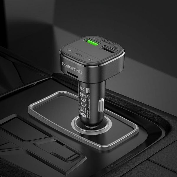 АЗУ с FM-модулятором BOROFONE BC43 Flash QC3.0 car BT FM transmitter 18W Black 6974443387223 фото
