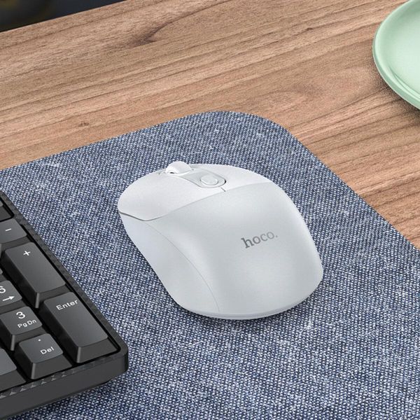 Манипулятор мышь HOCO GM28 2.4G business wireless mouse White Gray 656-03240 фото