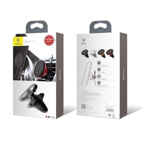 Тримач для мобiльного Baseus Magnetic Air Vent Car Mount Holder with cable clip Black 656-00429 фото