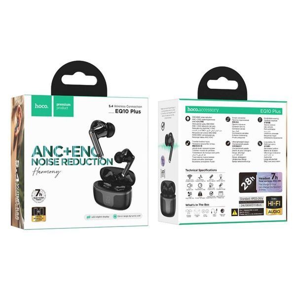 Беспроводные наушники HOCO EQ10 Plus Harmony true wireless ANC+ENC Noise Reduction BT headset Black 656-03857 фото
