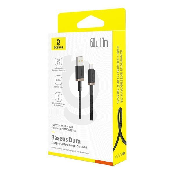Кабель Baseus Dura Series Fast Charging Cable USB to Type-C 60W 1m Gold+Black P10377802U01-00 фото