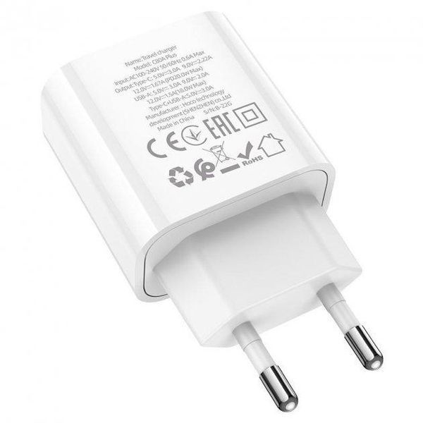 Зарядний пристрій HOCO C80A Plus Type-C 20W + USB-A 18W Білий 209-00102 фото