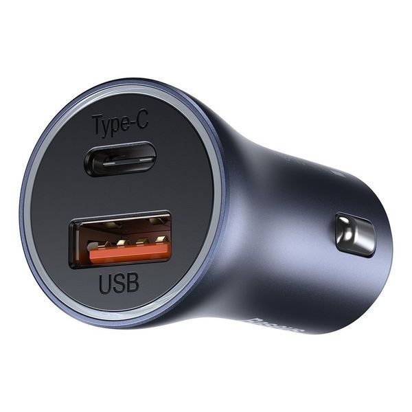 Автомобильное зарядное устройство Baseus Golden Contactor Pro Dual Car Charger U+C 40W (With Cable Type-C/ iP 1m) Dark Grey TZCCJD-B0G фото