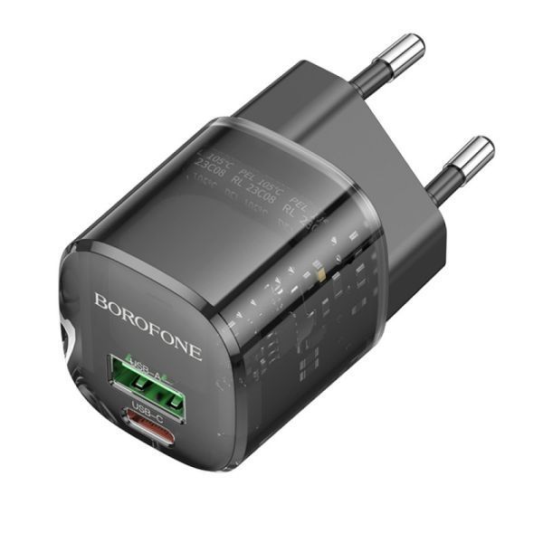 МЗП Borofone BN17 Sunlight PD20W+QC3.0 (1USB-A/1C) Transparent black ILSO-00000075046-1 фото