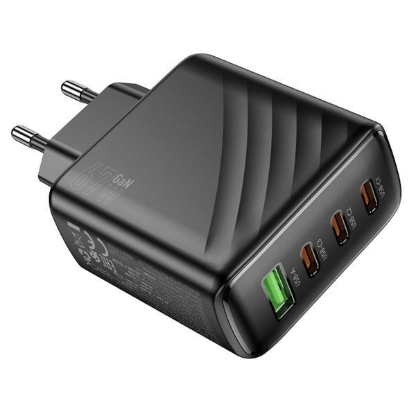 Сетевое зарядное устройство HOCO CS27A Supply PD67W (3C1A) charger (EU) Black 656-01365 фото