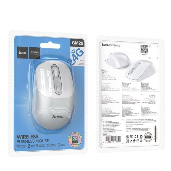 Манипулятор мышь HOCO GM28 2.4G business wireless mouse White Gray 656-03240 фото