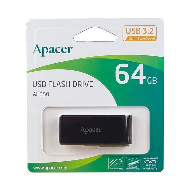Флеш-накопитель Apacer USB 3.2 Gen 1 AH350 64Gb Black AP64GAH350B-1 фото