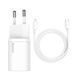Сетевое зарядное устройство Baseus Super Si 1C 20W With Simple Wisdom Data Cable Type-C/iP 1m White TZCCSUP-B02 фото