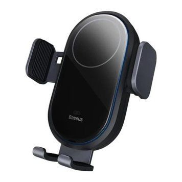 Держатель для мобильного с БЗП Baseus LightChaser Series Wireless Charging Electric Car Mount 15W Cosmic Black 656-00515 фото