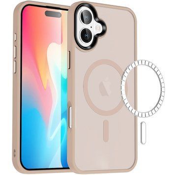 Чехол TPU+PC Metal Buttons with MagSafe Colorful для Apple iPhone 16 (6.1") Gold 555-03038 фото
