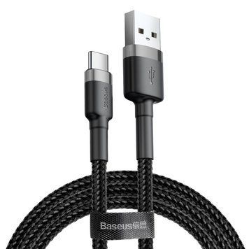 Дата кабель Baseus Cafule USB to Type-C Cable 3A (0.5m) (CATKLF-A) Сірий / Чорний ILSO-00000034279-1 фото