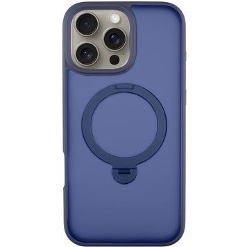 Чехол TPU+PC Metal Buttons with MagSafe Colorful HQ Ring для iPhone 16 Pro (6.3") Dark Blue 555-00620 фото