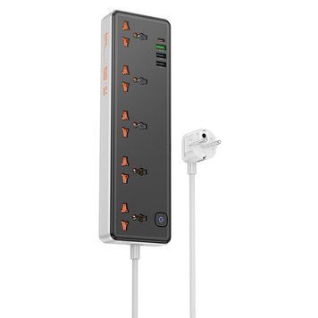 Сетевой удлинитель HOCO AC14A Rico 5-position socket(PD30W/1C3A) Black 6942007607179 фото