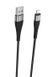 Кабель BOROFONE BX32 USB to iP 2.4A, 1m, nylon, aluminum+TPE connectors, Black 6931474710413 фото 1