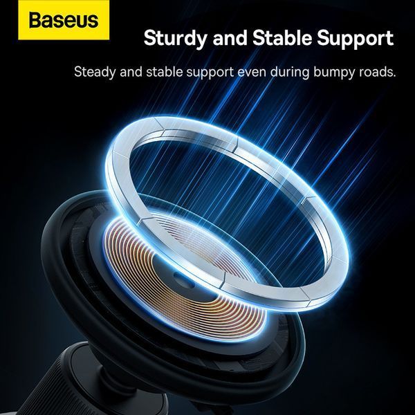 Автотримач для телефона з БЗП Baseus CW01 Magnetic Wireless Charging Car Mount Air Vent Version 15W Cluster Black C40141001111-00 фото